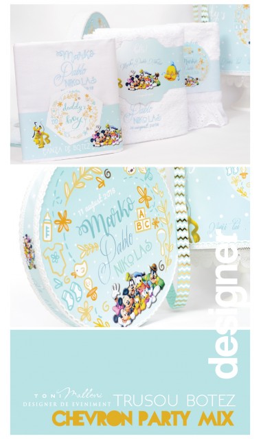 Trusou de botez brodat pentru baieti personaje din desene, Chevron Party Mix 6